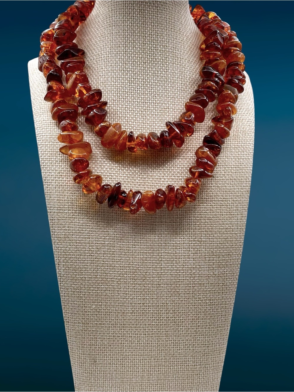Vintage Baltic Amber Chip Statement Necklace Raw Honey Amber Chunky Strand
